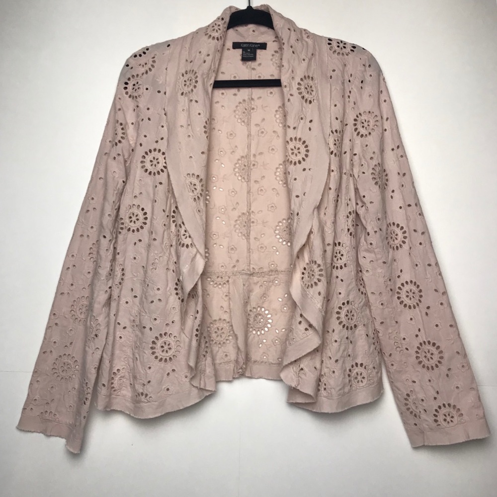 Karen Kane Women Pink Beige Open Front Blazer